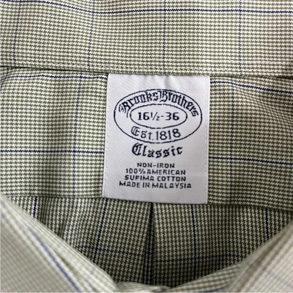 Brooks Brothers Men's Green Button Up Shirt - Size 16.5-36 (124) - Picture 3 of 10